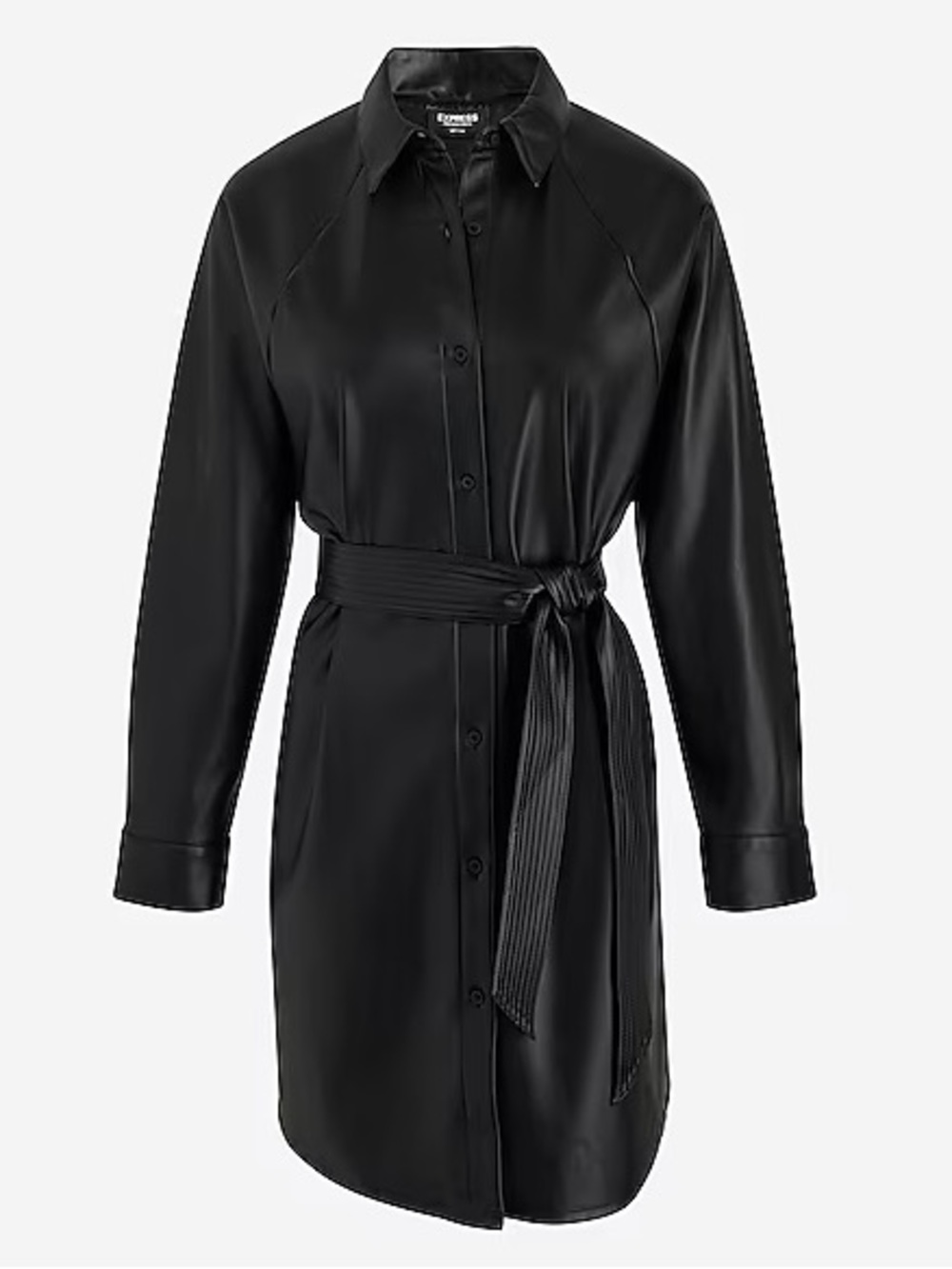 Express Faux Leather Black Shirt Dress